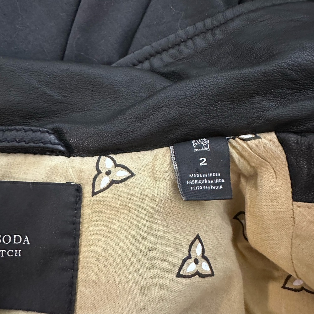 Scotch & Soda Black Leather Jacket with Gold Stars - Picture 10 of 10